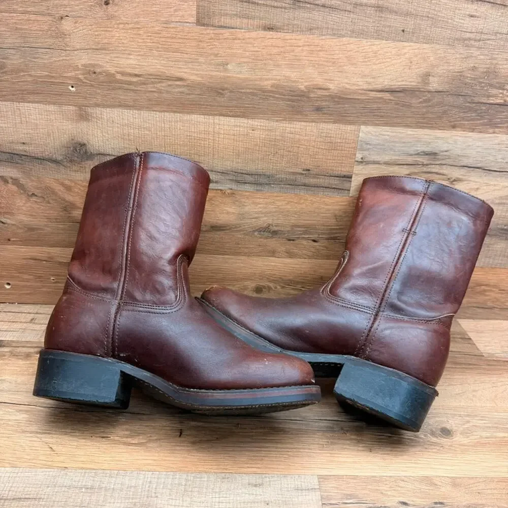 VTG Frye Campus Short Boots men 10M Red Oxblood Biker Square Toe